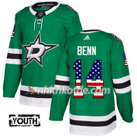Dallas Stars Trikot Jamie Benn 14 Adidas 2017-2018 Kelly Grün USA Flag Fashion Authentic - Kinder